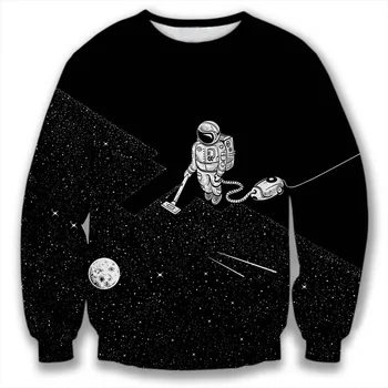 

Gothic Print Astronaut Sweeping on the Moon 3D Sweatshirt Men Casual Streetwear Hoodies Boys Hipster Black Coat Clothes Tops 5XL