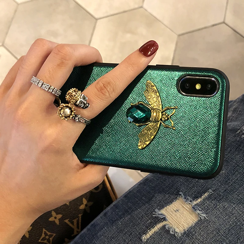 Luxury Fashion brand Diamond Bee Glitte soft case for iphone 6 S 7 8 plus X XR XS Max Cute Hard Cover for iphone 7 8 5 5S SE 6S (3)