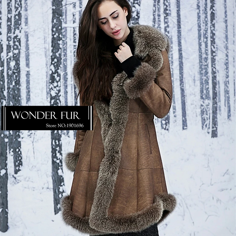 

Sexy Style Fur Overcoat With Cap Fox Fur Hooded Rex Rabbit Fur And Skin Skirt Jacket Graceful Double Face Fur Coat For Lady