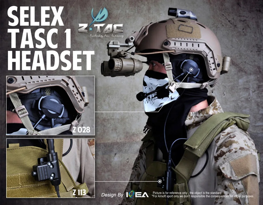 Fone de Ouvido Proteção da Orelha Wadsn Selex Tático Militar Padrão um Lado Airsoft Caça Tiro Z028-fg Tasc1 7 High Quality Esporte e Lazer