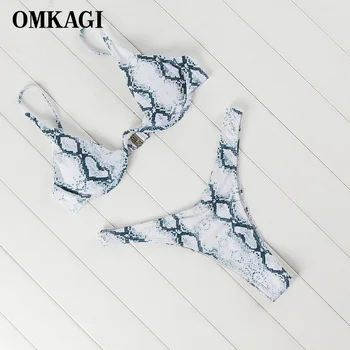 

OMKAGI Brand Sexy Underwire 2020 Bikini Push Up Swimsuit Swimwear Women Bikinis Set Swimming Suit Bathing Suit Beachwear