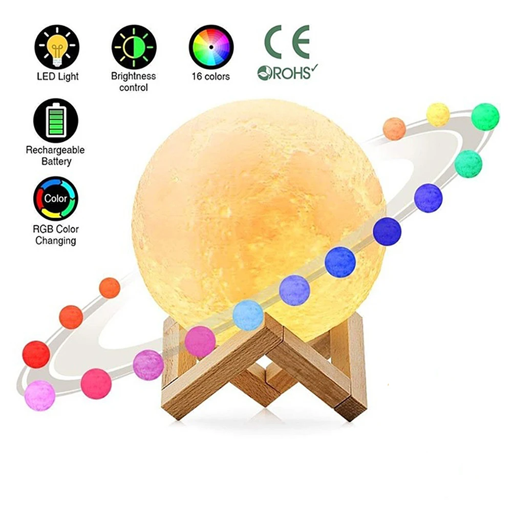 

3D USB LED Magical Moon Night Light , Moonlight Table Desk Moon Lamp , Remote control Touch Color Changable Lights Home Decor
