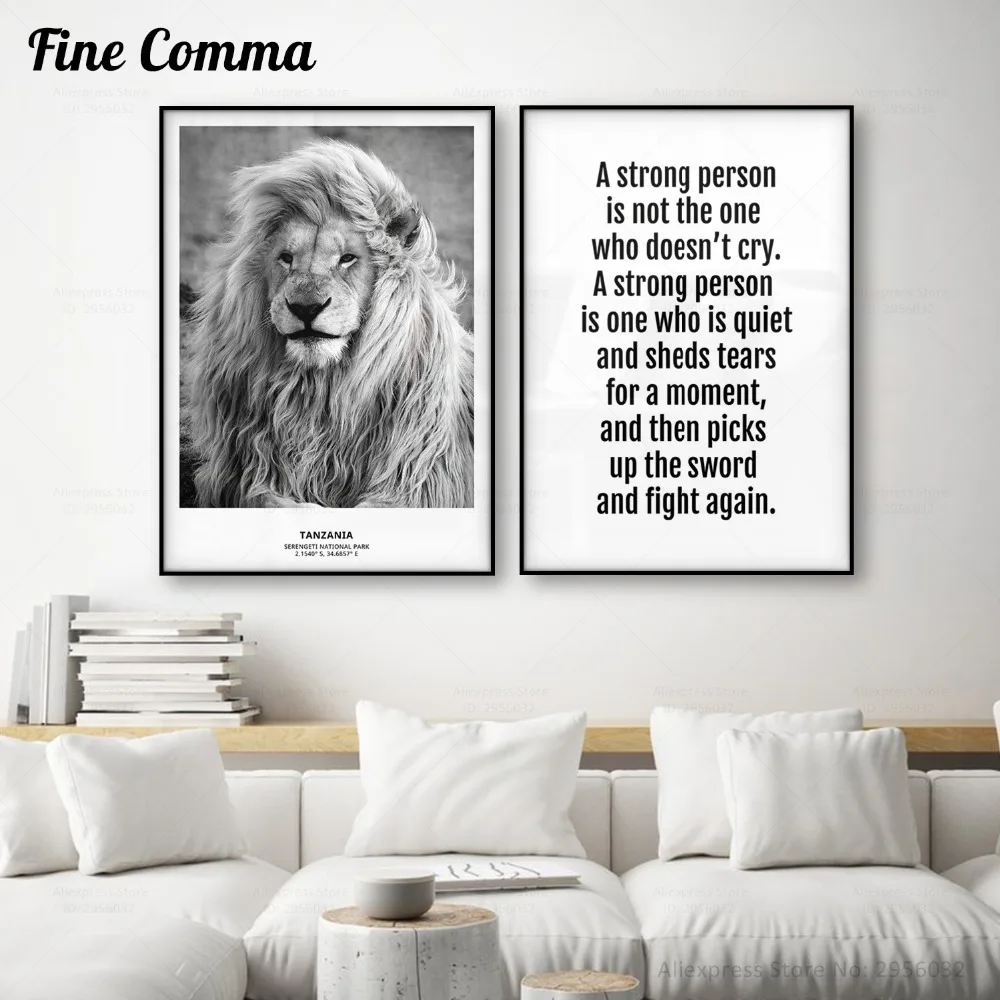 

Scandinavian Black White Poster Nordic Canvas Wall Art Print Lion Africa Animal Painting Decorative Picture Home Decoration Art