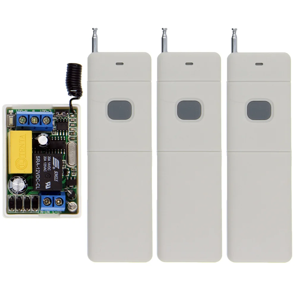 

3000m AC 220V 315 / 433 MHz Intelligent 1CH 1 CH RF Wireless Remote Control Switch System For LED Light / Door / Motor / Pump