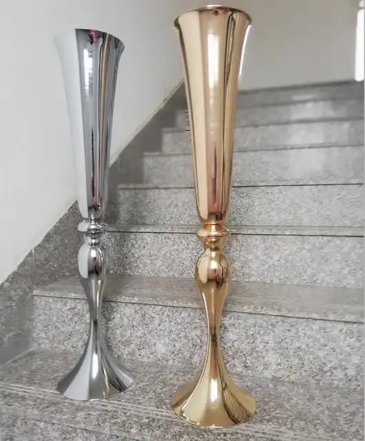 Wholesale 8 Pieces 74cm Tall Iron Trumpet Vase Gold Silver For