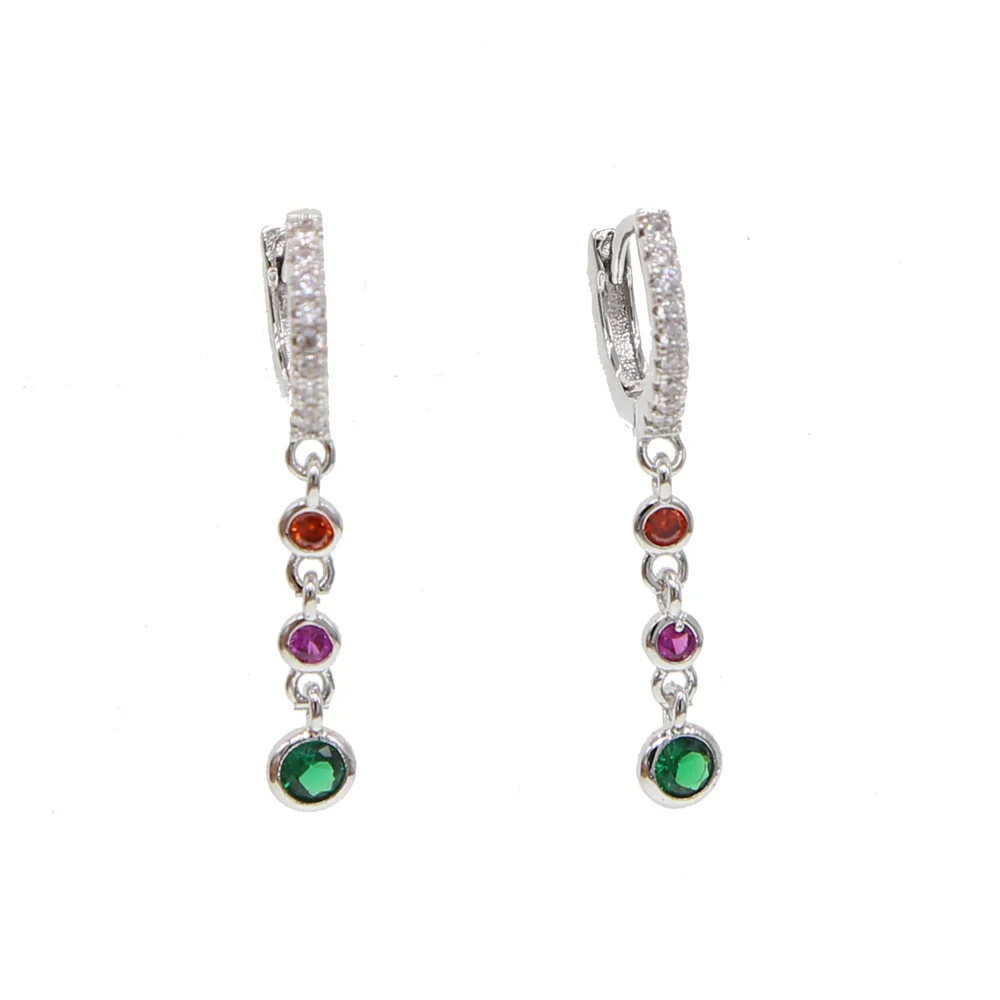 

Round Earring Baguette color cz dangle long bar Earrings For Women delicate statement Ethnic Gothic Jewelry