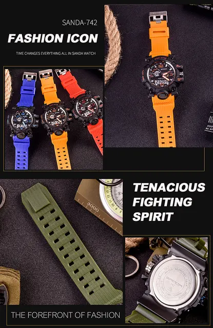 SANDA top luxury brand G style mens military sports watch LED digital watch waterproof mens watch Relogio Masculino -