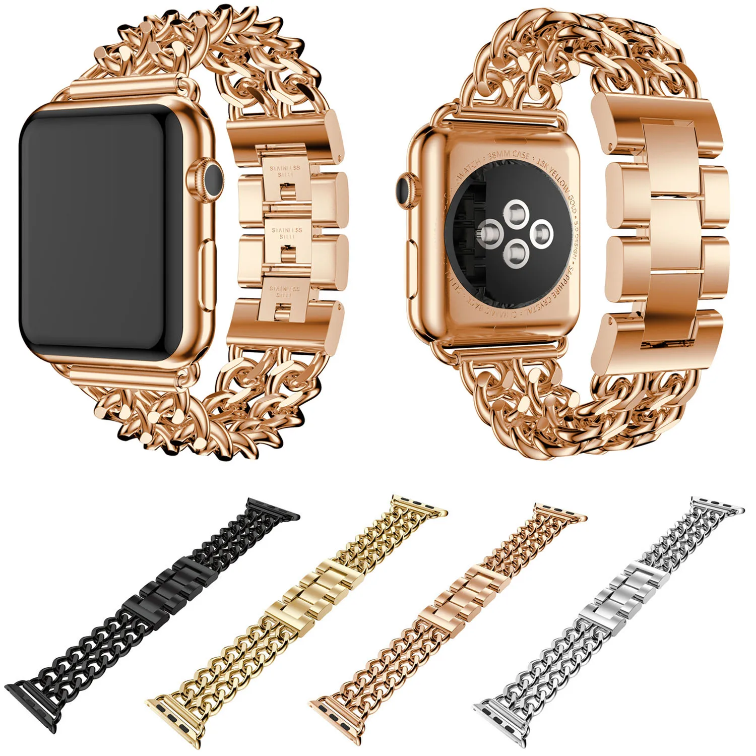 Прочный Нержавеющая сталь ссылка браслет для Apple Watch Series 1/2/3 группа 42 мм 38 мм ремень для iWatch металлической цепью Ремешок Смотреть Band