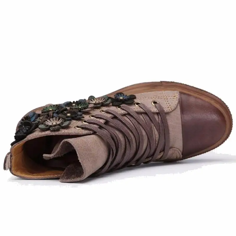 GKTINOO/женские ботильоны; сезон осень-зима; обувь ручной работы из натуральной кожи в стиле ретро; женские удобные ботинки на плоской подошве со шнуровкой