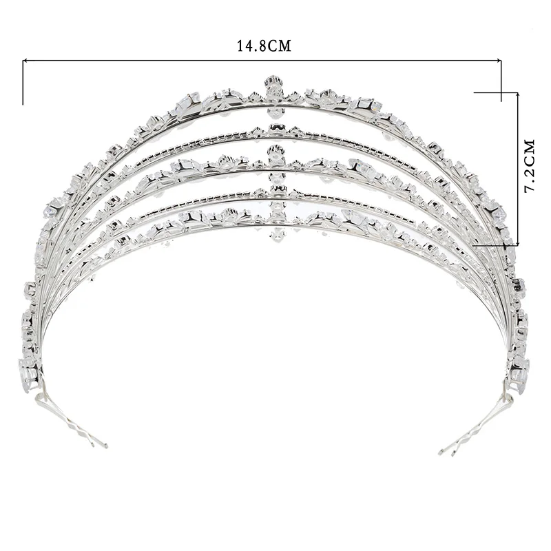 Hadiyana Luxury Cubic Zirconia Wedding Tiara Crown Bride Hair Accessories Tiaras High Quality Princess Crown Party BC4721