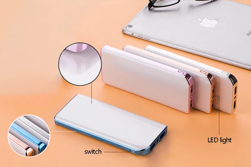 Dual USB Ultra-thin 15000mAh Power Bank Portable Lithium Polymer External Battery LED Powerbank For Xiaomi iPhone | Мобильные