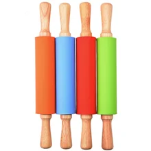 38 см Силиконовая антипригарная Скалка деревянная ручка длинный валик для теста