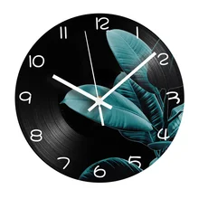 Листья цифровые настенные часы современный дизайн бесшумный механизм декоративные виниловые CD Запись часы завод старинные настенные часы