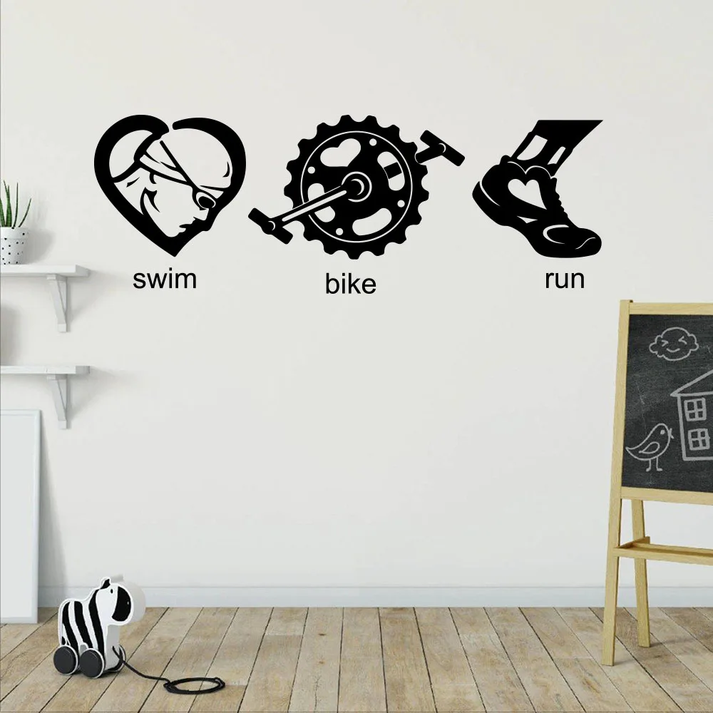 

Triathlon Swim Bike Run Sports Wall Sticker Bedroom Car Laptop Decal Vinyl Home Decor