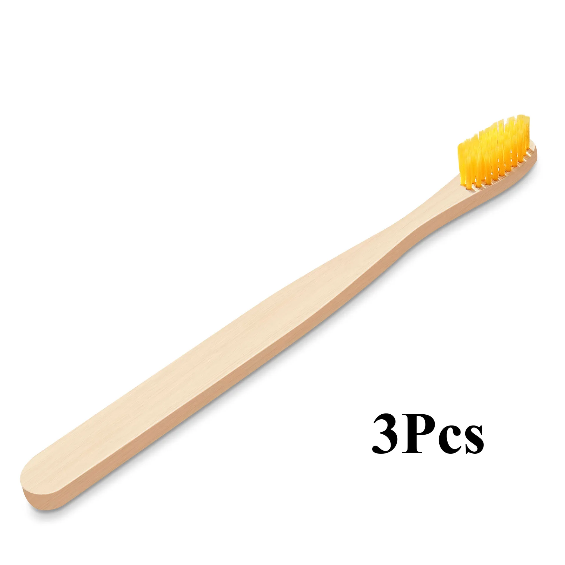 Fulljion бамбуковая зубная щетка, натуральная Экологичная зубная щетка, отбеливание зубов, портативная Мягкая зубная щетка для личного здоровья - Цвет: 3Pcs Yellow