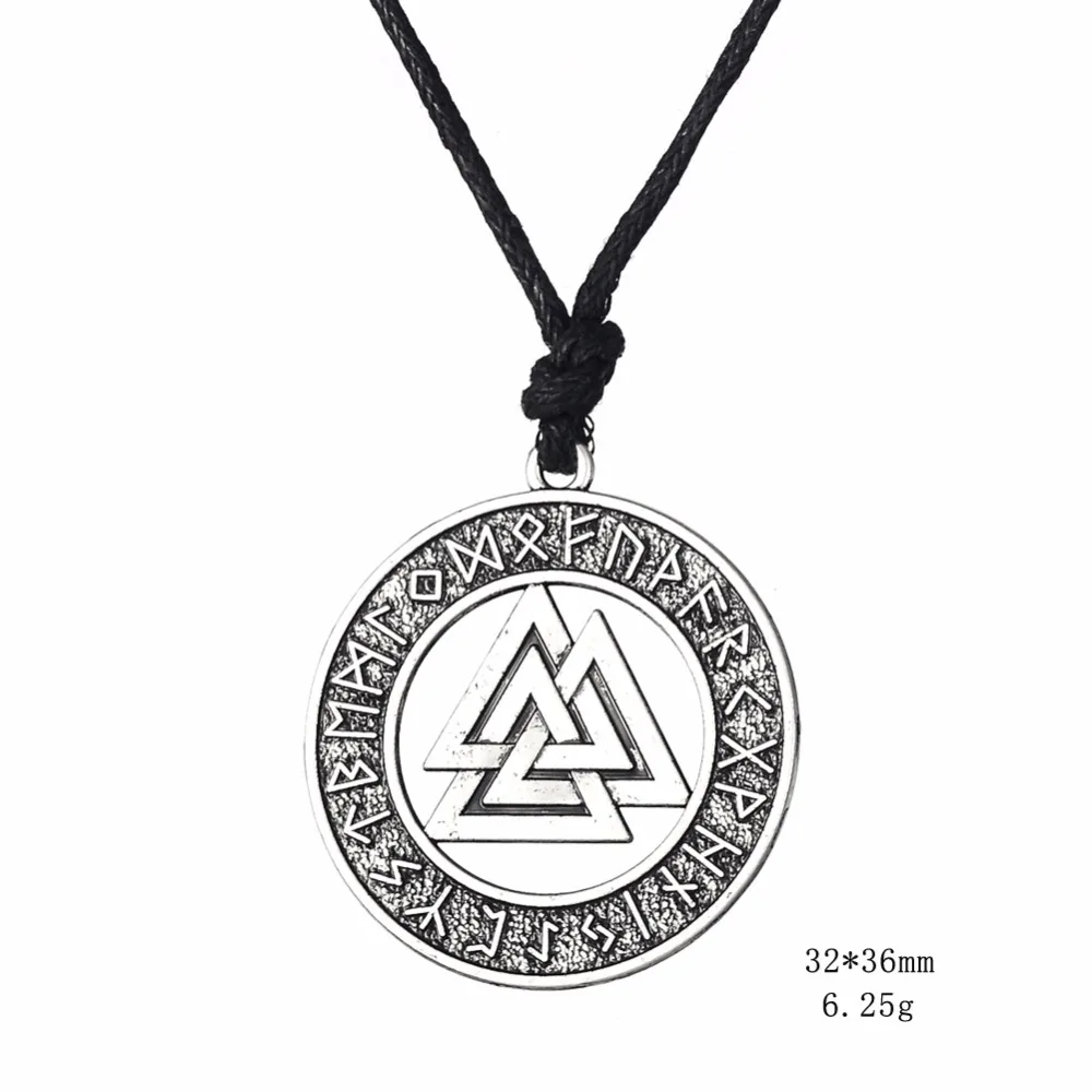 Fishhook Valknut символ Одина норвежский викинг воин амулет кулон Регулируемая цепочка ожерелья для мужчин Религиозные ювелирные изделия