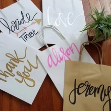 Персонализированные серебряный nam подружки невесты спасибо подарочные пакеты, подарочные пакеты, невесты сумки, обычай мешок подарков