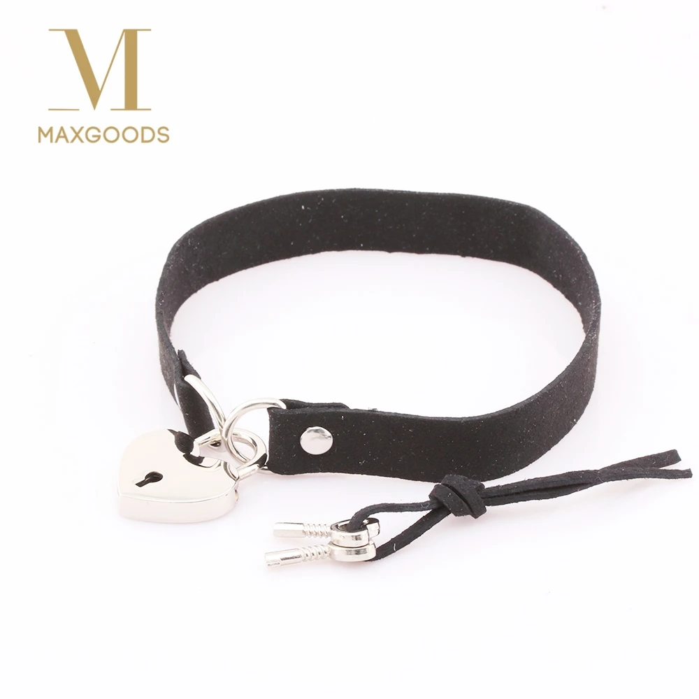 Gothic Punk Harajuku Heart Lock Velvet Leather Choker Necklace Choker
