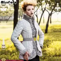 MissFoFo Vrouwen Donsjack RoyalCat Jassen 2019 Vintage Elegante Ruches Down Jas Hoge Kwaliteit Vrouwelijke Geschulpte