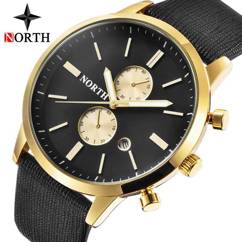 

Relogio Masculino NORTH Quartz Watch Men 2018 Top Brand Luxury Leather Mens Watches Fashion Casual Sport Clock Men Wristwatches