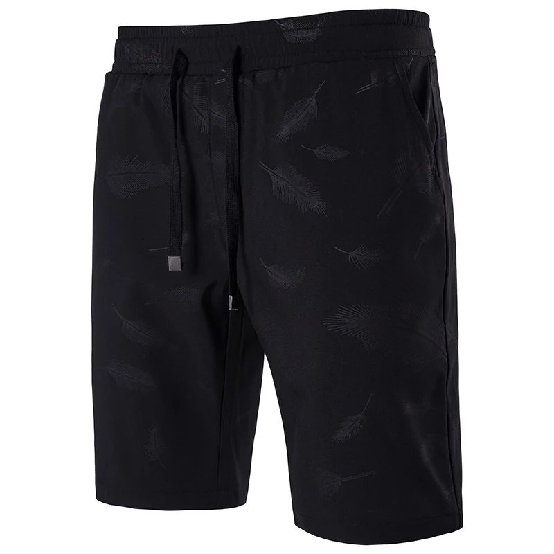 Casual Men's Shorts Fashion Summer Printed Knee length Shorts Men Black