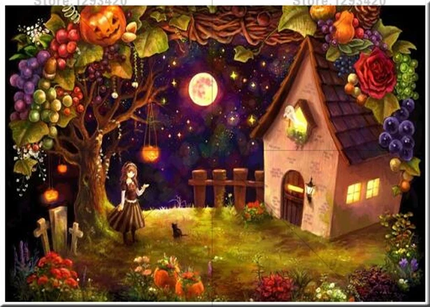 

Full DIY Diamond Embroidery square Diamond Painting Cross Stitch 3D Diamond Mosaic Needlework girl's beautiful hut halloween