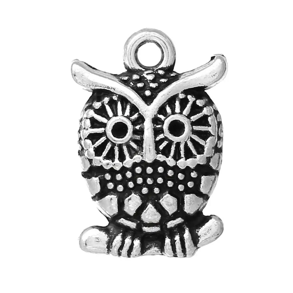 

DoreenBeads Zinc metal alloy Charm Pendants Owl Antique Silver(Can Hold ss4 Rhinestone)Inlaid faceteds 17mm x 12mm ,4 Pieces