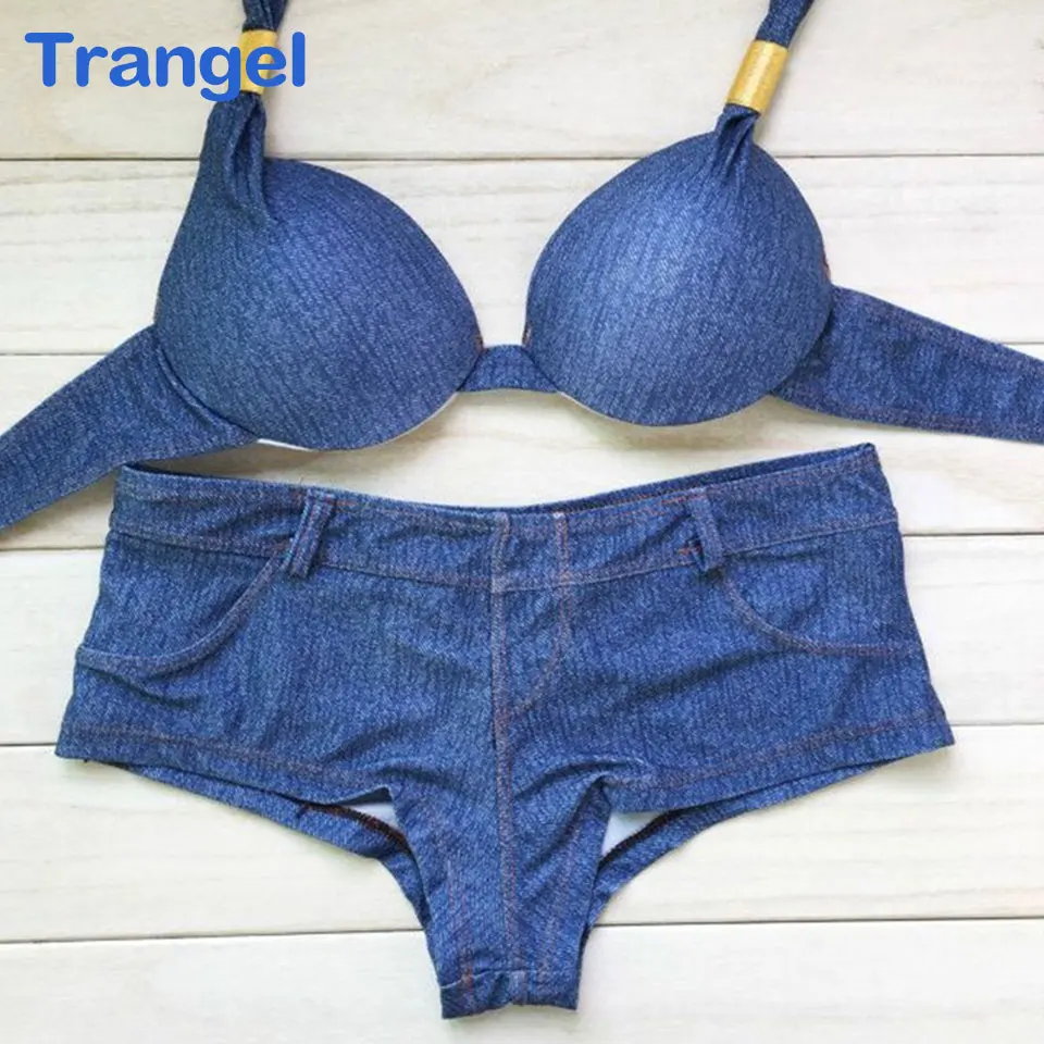 2016 New Style Denim Style Bikini Popular Retro Bikini Sexy Swimwear Beachwear Lady Swimsuit