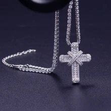 Роскошное ожерелье с крестом из Кубического циркония с теннисным ожерельем для женщин, свадебная Изысканная цепочка, крепкая и высококачественная 33 см 40 см 50 см