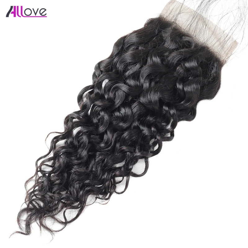 

Allove Malaysian Water Wave Lace Closure With Baby Hair 100% Human Hair Free Part Lace Closure 1Pc/lot Remy Hair Weave