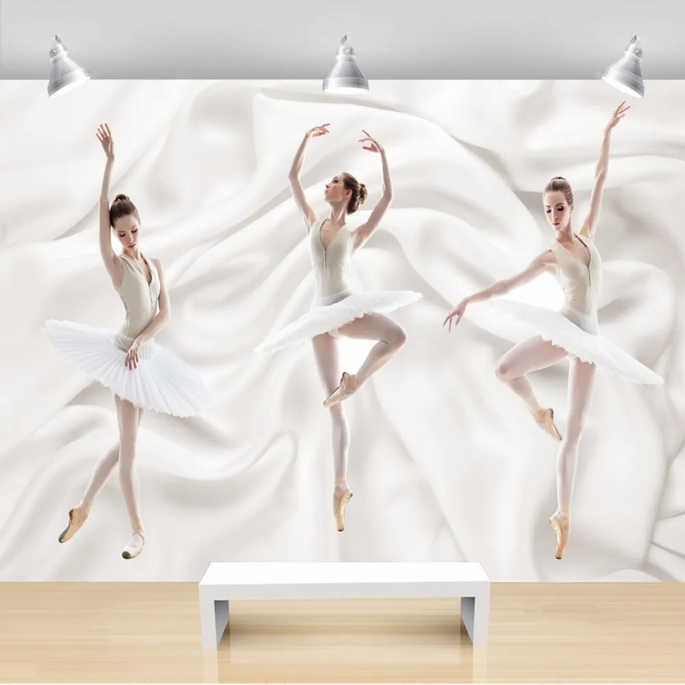 

Free Shipping Custom Mural 3D Modern Minimalist Ballet Room Silk Mural Background Wallpaper Photo Wall Mural Interior Decoration