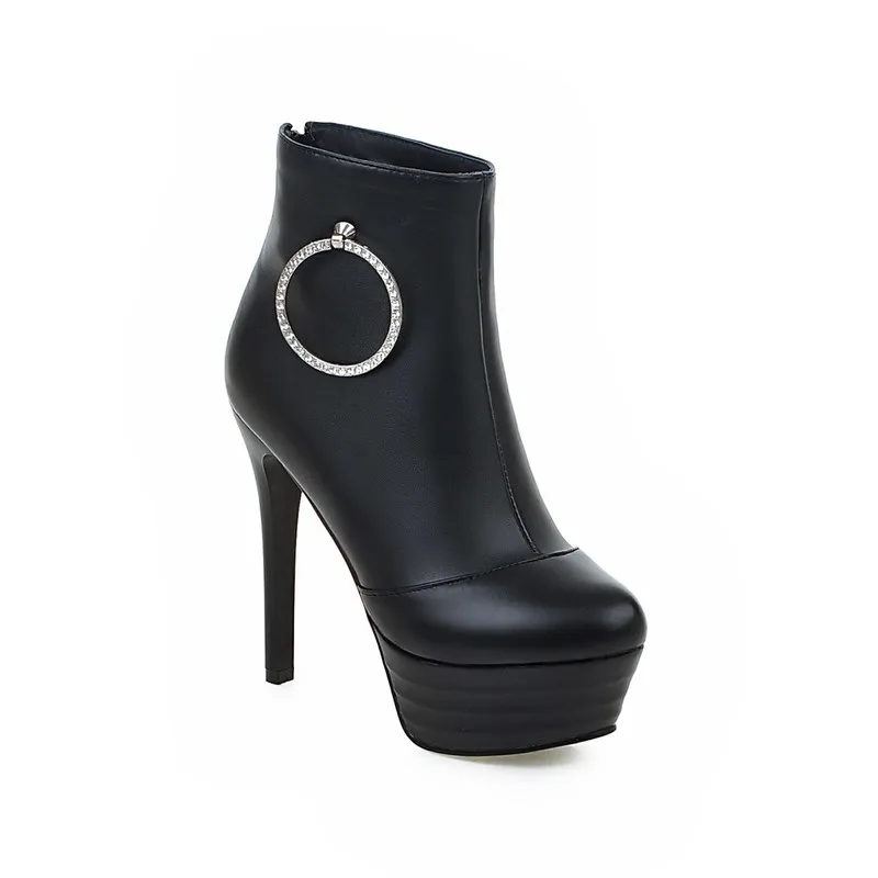 

LDHZXC new 2019 Women Shoes Pu Leather Women Ankle Boots All Match Thin High Heel Winter Shoes Women Motorcycle Boots