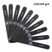 Limas de uñas profesionales 120 240, limas de uñas lavables de doble cara, varilla de extremo recto, 10 Uds.