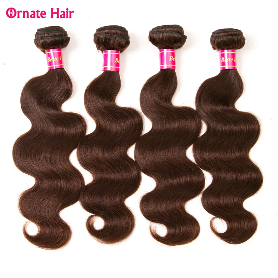 

Ornate Brazilian Bodywave 4 Bundels Light Brown Human Hair Extension Weave Non Remy Hair Bundles Free Shipping
