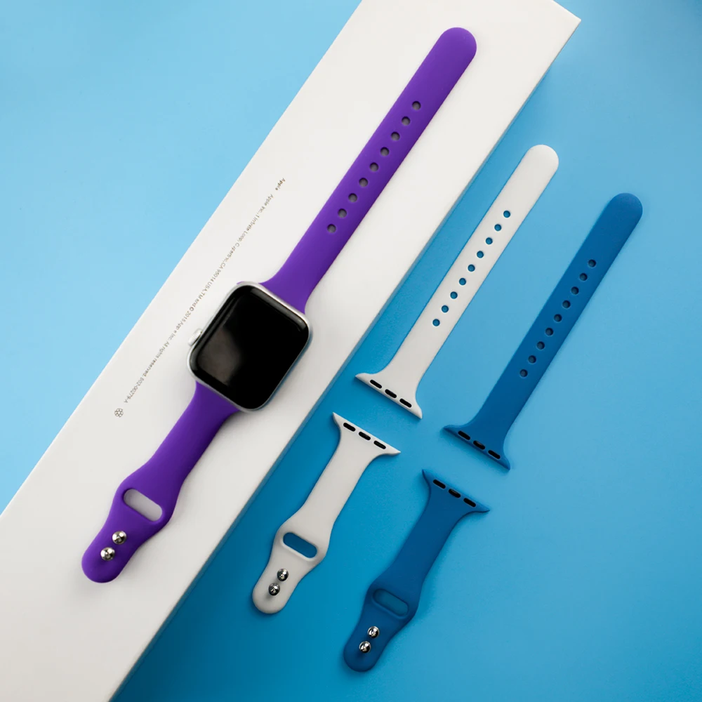 Slim Strap for Apple watch band apple watch 5 4 44mm 40mm iwatch 4 3 2 1 42mm 38mm slim silicone correa bracelet Accessories