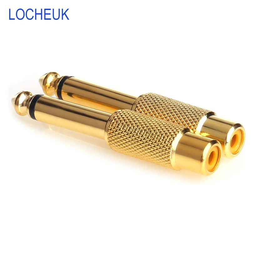 

Audio Adapter 6.35mm 1/4" Male Mono Plug To RCA Female Jack Audio Adapter Connector TS Gold Plated For Home KTV Use