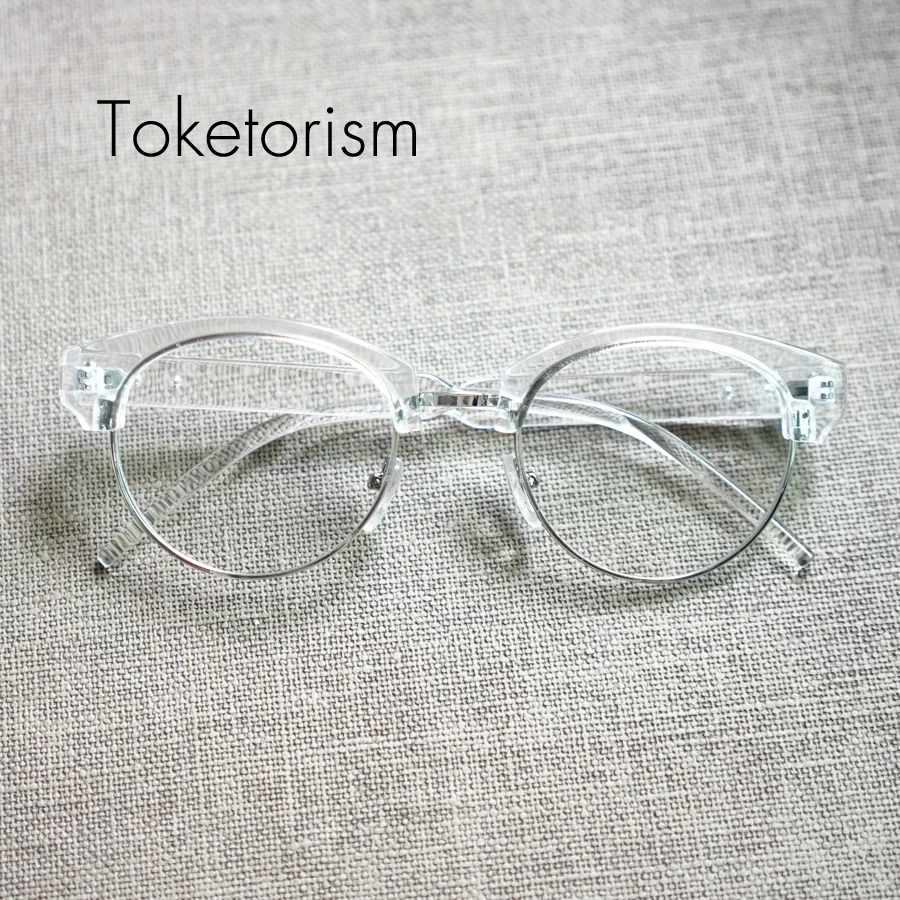 

Toketorism Retro Classic eyeglasses Half Metal Frame clear lens glasses men women gafas W5188