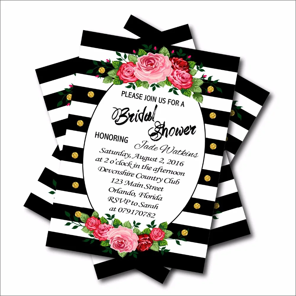 20pcs black white stripe bridal shower invites wedding invitations black and white invites