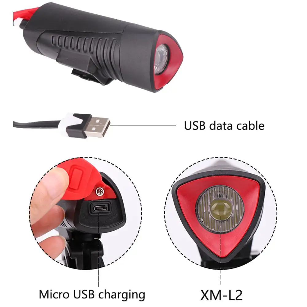 Adeeing L2 светодиодный USB Перезаряжаемые велосипед передний свет Велоспорт рукоятка фары велик лампы со встроенным Батарея