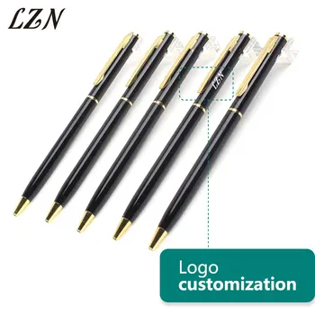 

LZN Simple Mini Metal Ballpoint Pen Blue Ink Student School Office Supplies Writing Pen as Business Promotion Engrave Text Free