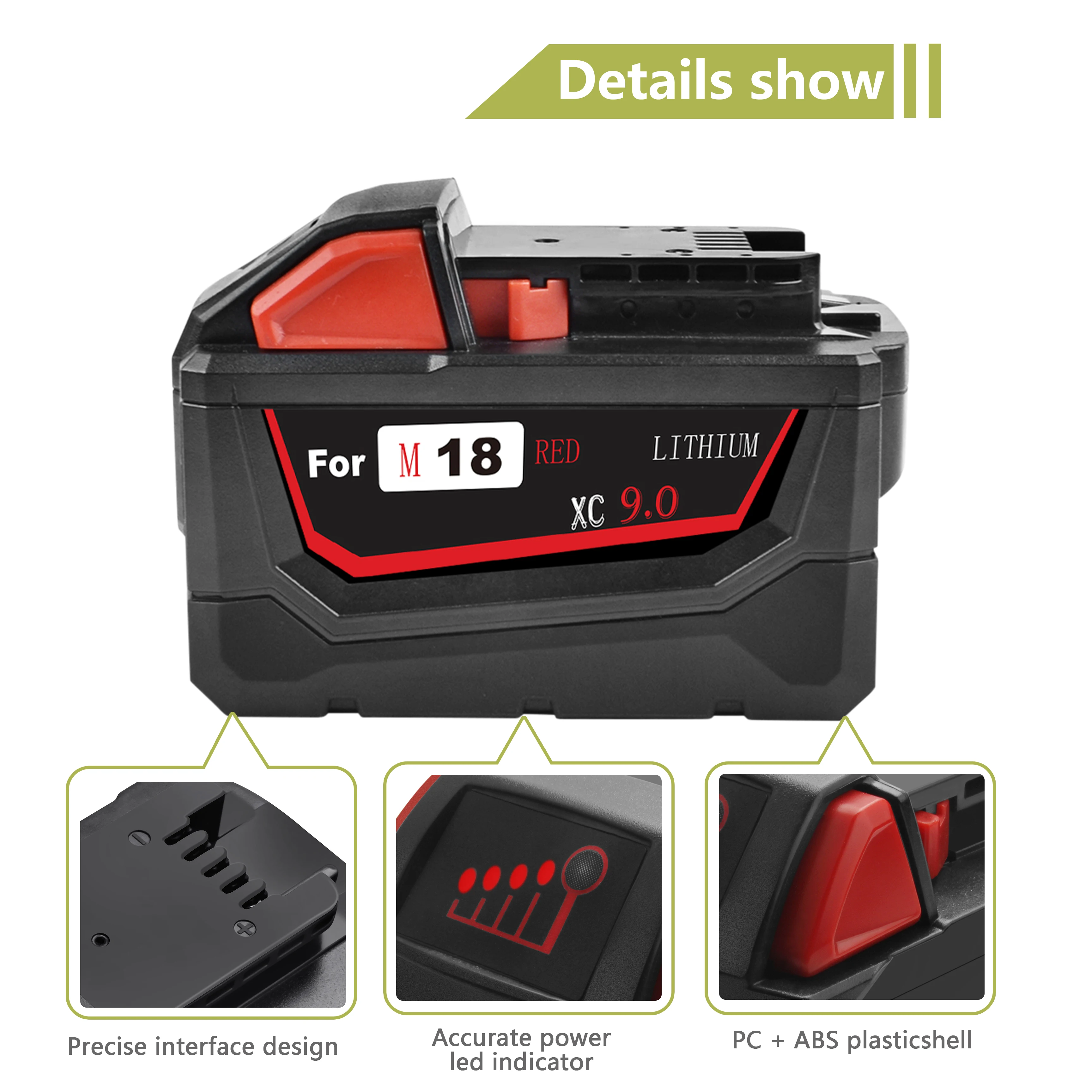 Powtree 18V 9.0AH 9000mAh для Milwaukee M18 XC литий-ионная аккумуляторная батарея Milwaukee 48-11-1815 M18B2 M18B4 M18BX L30