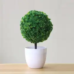 Искусственные горшечный орнамент Topiary мяч форма бонсай поддельные завод украшения дома домашний декор