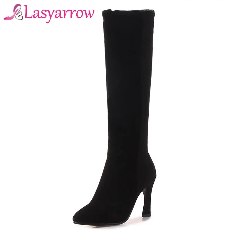 

Lasyarrow Knee High High Heels Pointed Toe Knight Boots Plus Size Sexy Casual Women's Shoes Botas Mujer Zapatos Femininas F816