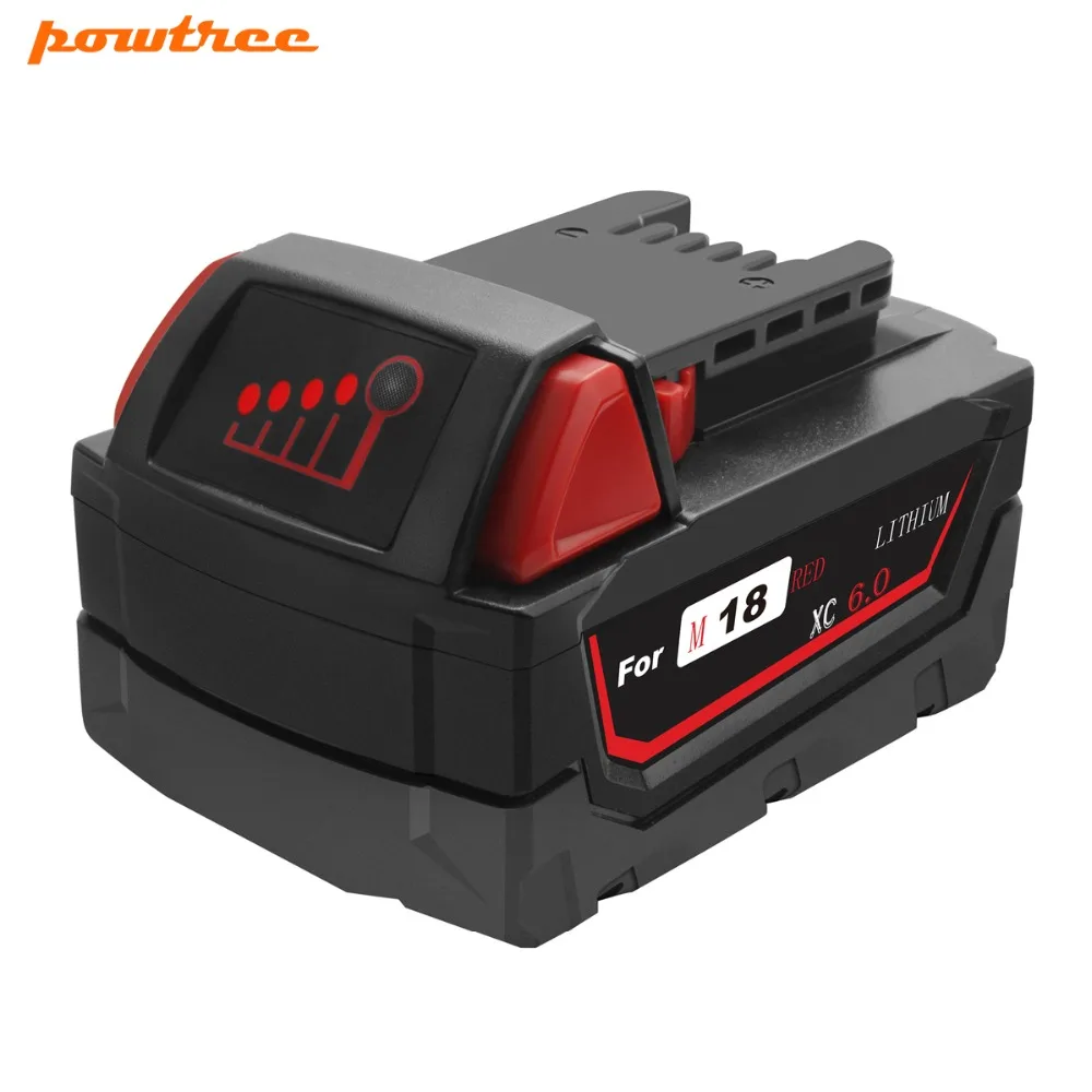 Powtree для Milwaukee 6000mAh 18V M18 электроинструменты литий ионная батарея замены 48 11 1840 1815
