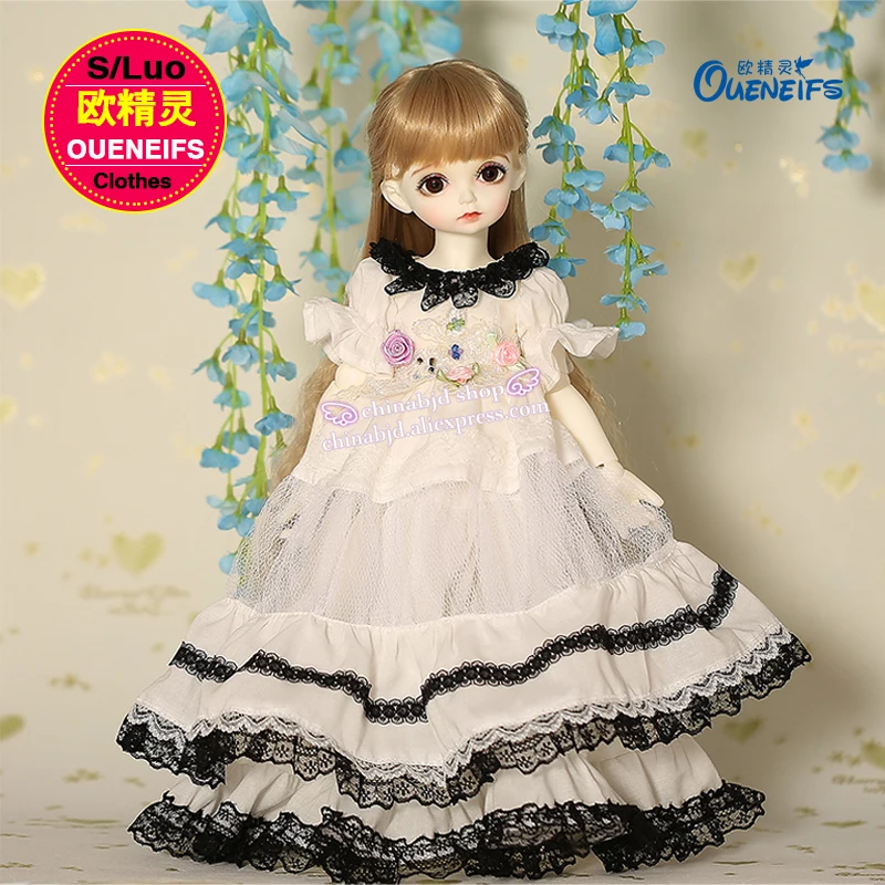 BJD одежда 1/4 сплайсированное шифоновое платье черно-белое сочетание для Rosenlined Minifee Fairyland Body YF4-102 Аксессуары для кукол