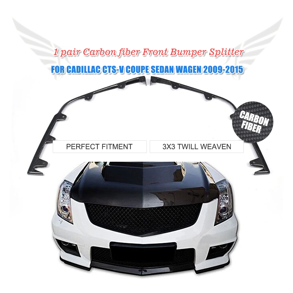 

2PC/Set Front Bumper Splitters Flap Cupwings Apron Lip Carbon Fiber For Cadillac CTS-V Coupe Sedan 2009-2015