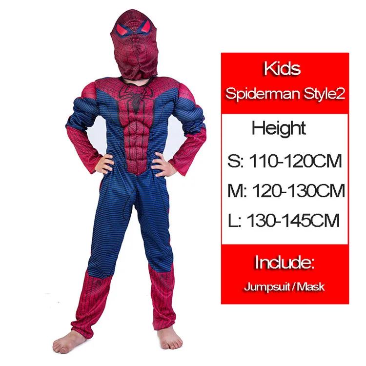 Человек-паук Супермен Дети Мышцы аниме косплэй костюм костюмы Капитан Америка человек Муравей Тор мальчик девочка чудо женщина Халк Бэтмен Hornet - Цвет: Spiderman Style