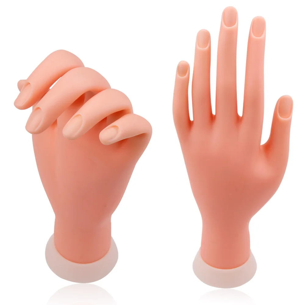

Professional Practice Hands Flexible Silicone Prosthetic Nail Art Training Hand Soft Display Model Personal Salon Manicure Tools