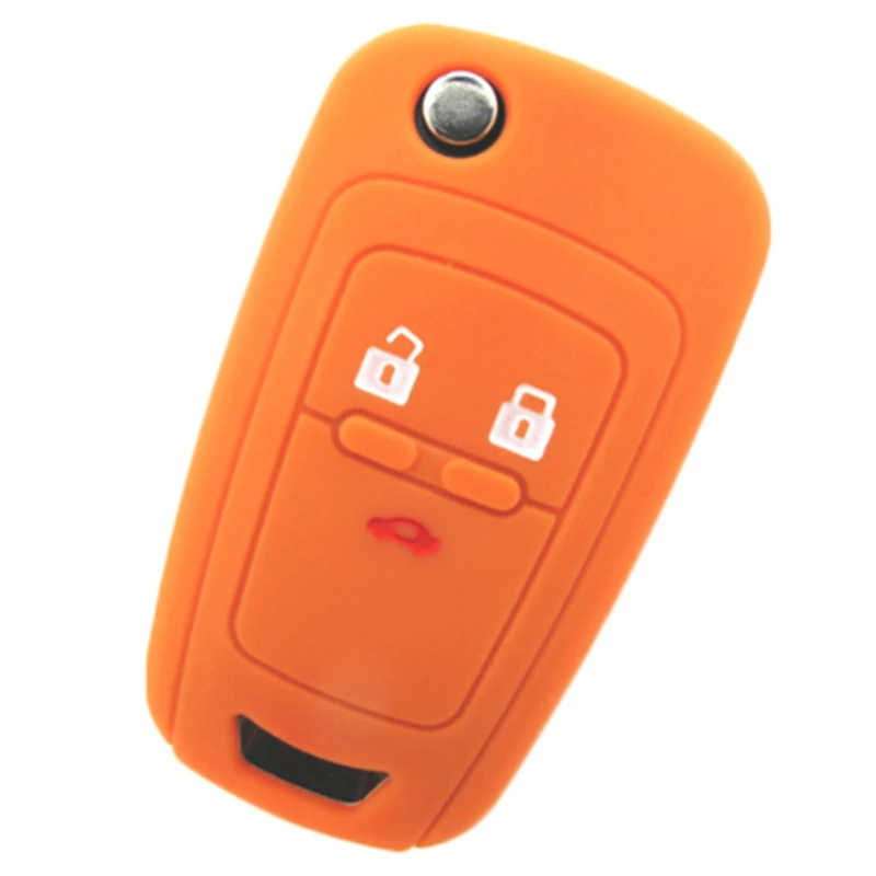 Силиконовый для ключа автомобиля крышка 3 кнопки для Chevrolet Cruze 2009- Седан аксессуары для хэтчбеков ключи чехол - Цвет: Оранжевый