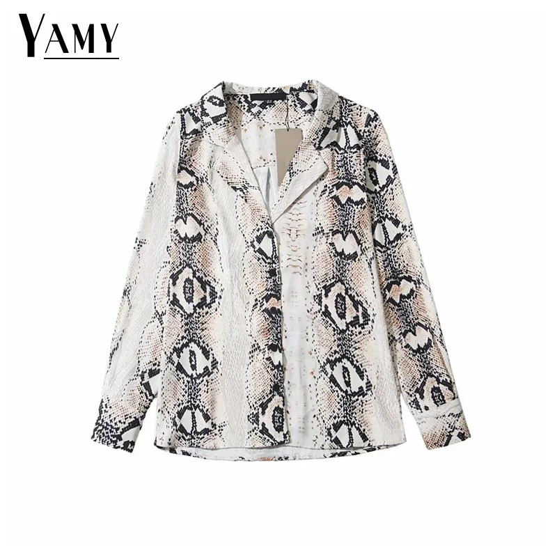 Vente Automne imprimé Serpent femmes tops et blouses vintage serpent à manches longues en mousseline de soie blouse femmes chemises plus la taille tops blusas